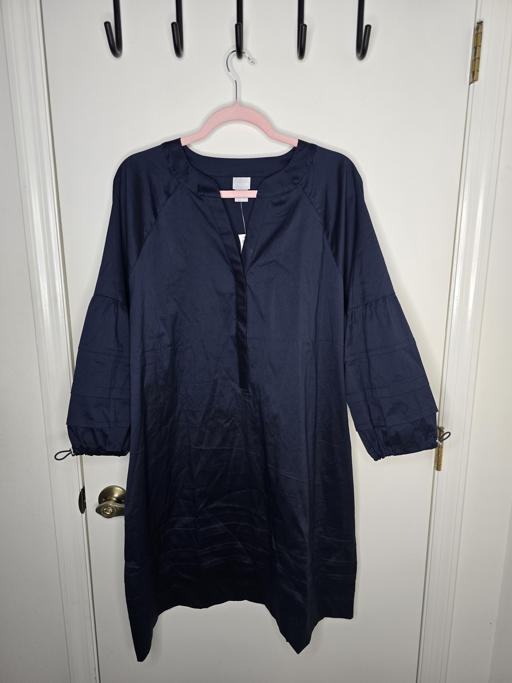 Chico's Navy Long Sleeve Shift Dress